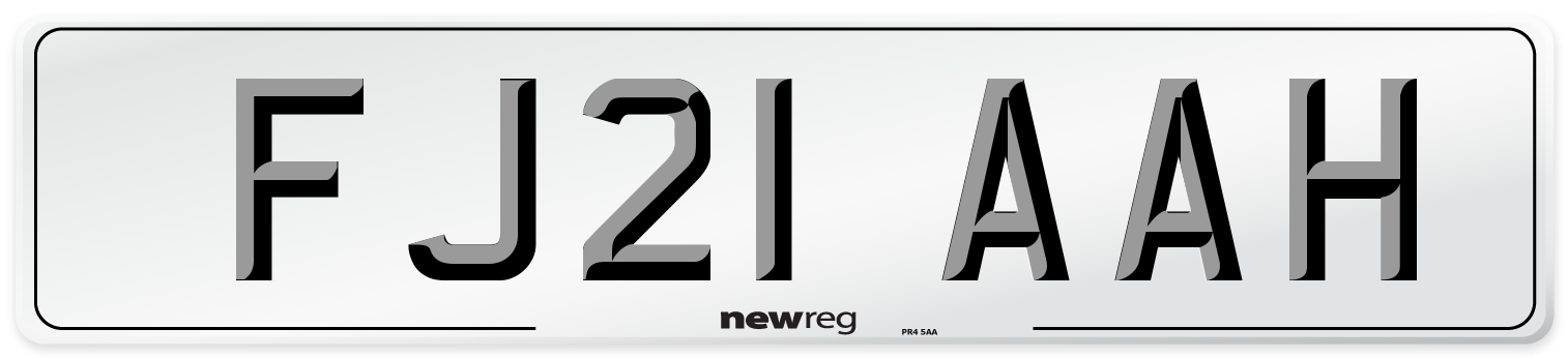 FJ21 AAH Number Plate from New Reg
